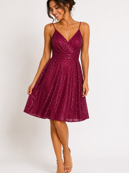 Dresses & Skirts - D&M Burgundy Sequin Fit & Flare Party Dress XL NWT Cocktail Holiday Dress